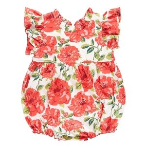 Pink Chicken Floral Bodysuit - Red and Green